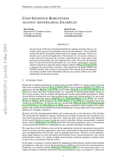 Cost-Sensitive Robustness against Adversarial Examples