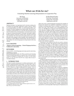 What can AI do for me: Evaluating Machine Learning Interpretations in
  Cooperative Play