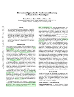 Hierarchical Approaches for Reinforcement Learning in Parameterized
  Action Space