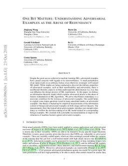 One Bit Matters: Understanding Adversarial Examples as the Abuse of
  Redundancy