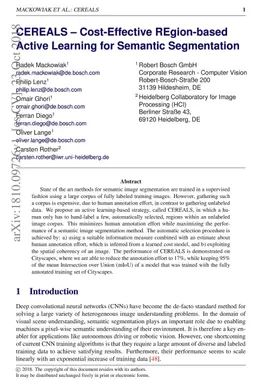 CEREALS - Cost-Effective REgion-based Active Learning for Semantic
  Segmentation