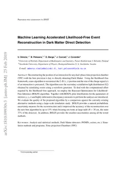 Machine Learning Accelerated Likelihood-Free Event Reconstruction in
  Dark Matter Direct Detection