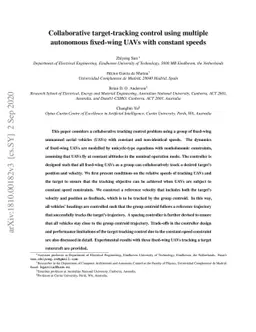Collaborative target-tracking control using multiple autonomous
  fixed-wing UAVs with constant speeds