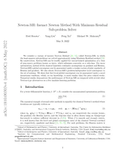 Newton-MR: Inexact Newton Method With Minimum Residual Sub-problem
  Solver