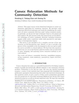 Convex Relaxation Methods for Community Detection