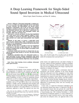 A Deep Learning Framework for Single-Sided Sound Speed Inversion in
  Medical Ultrasound
