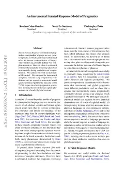 An Incremental Iterated Response Model of Pragmatics