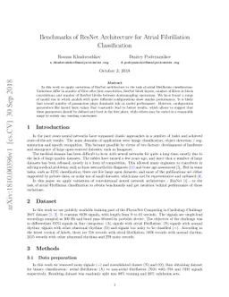 Benchmarks of ResNet Architecture for Atrial Fibrillation Classification
