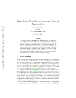 Deep, Skinny Neural Networks are not Universal Approximators