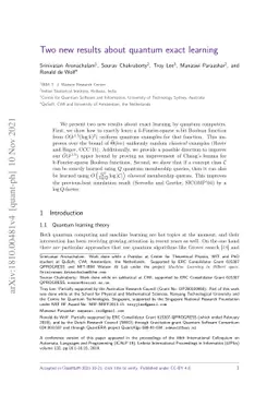 Two new results about quantum exact learning