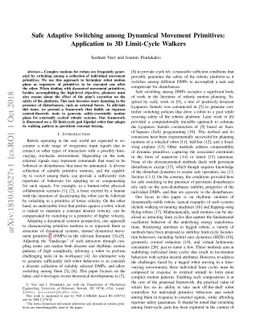 Safe Adaptive Switching among Dynamical Movement Primitives: Application
  to 3D Limit-Cycle Walkers