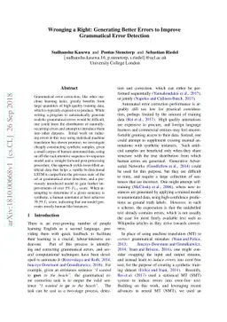 Wronging a Right: Generating Better Errors to Improve Grammatical Error
  Detection