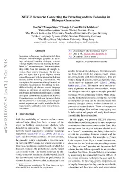 NEXUS Network: Connecting the Preceding and the Following in Dialogue
  Generation