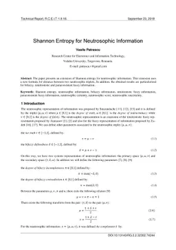 Shannon Entropy for Neutrosophic Information