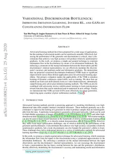 Variational Discriminator Bottleneck: Improving Imitation Learning,
  Inverse RL, and GANs by Constraining Information Flow