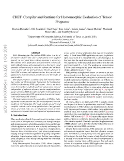 CHET: Compiler and Runtime for Homomorphic Evaluation of Tensor Programs