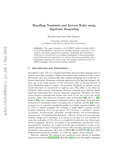 Handling Nominals and Inverse Roles using Algebraic Reasoning
