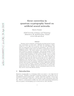 Error correction in quantum cryptography based on artificial neural
  networks