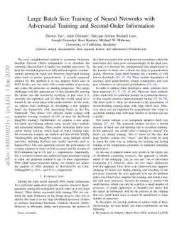 Large batch size training of neural networks with adversarial training
  and second-order information