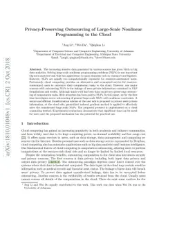 Privacy-Preserving Outsourcing of Large-Scale Nonlinear Programming to
  the Cloud