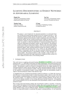 Learning Discriminators as Energy Networks in Adversarial Learning