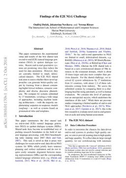 Findings of the E2E NLG Challenge