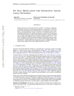 On Self Modulation for Generative Adversarial Networks