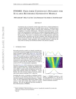 FFJORD: Free-form Continuous Dynamics for Scalable Reversible Generative
  Models