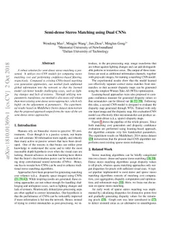 Semi-dense Stereo Matching using Dual CNNs