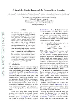 A Knowledge Hunting Framework for Common Sense Reasoning