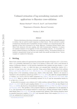 Unbiased estimation of log normalizing constants with applications to
  Bayesian cross-validation