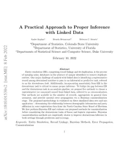 A Practical Approach to Proper Inference with Linked Data