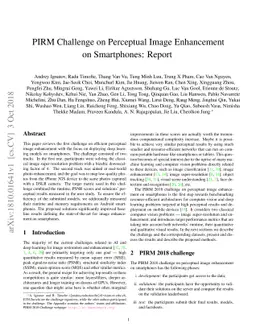 PIRM Challenge on Perceptual Image Enhancement on Smartphones: Report