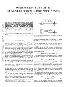 Weighted Sigmoid Gate Unit for an Activation Function of Deep Neural
  Network