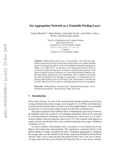Set Aggregation Network as a Trainable Pooling Layer