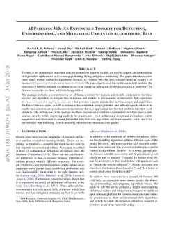 AI Fairness 360: An Extensible Toolkit for Detecting, Understanding, and
  Mitigating Unwanted Algorithmic Bias