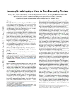 Learning Scheduling Algorithms for Data Processing Clusters