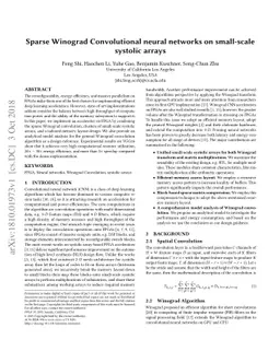 Sparse Winograd Convolutional neural networks on small-scale systolic
  arrays