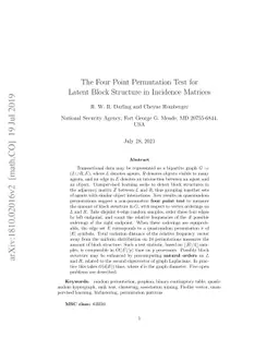 The Four Point Permutation Test for Latent Block Structure in Incidence
  Matrices