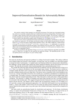 Improved Generalization Bounds for Adversarially Robust Learning