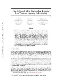 Neural-Symbolic VQA: Disentangling Reasoning from Vision and Language
  Understanding