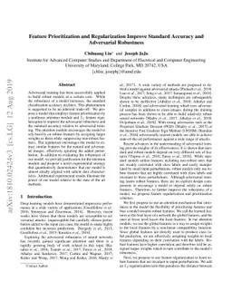 Feature Prioritization and Regularization Improve Standard Accuracy and
  Adversarial Robustness