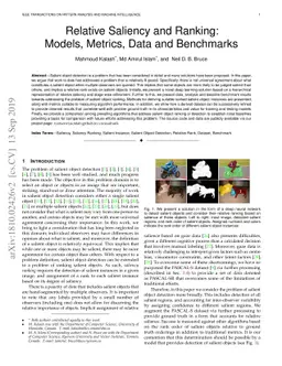Relative Saliency and Ranking: Models, Metrics, Data, and Benchmarks