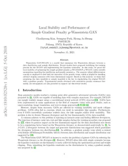 Local Stability and Performance of Simple Gradient Penalty
  mu-Wasserstein GAN