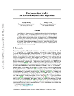 Continuous-time Models for Stochastic Optimization Algorithms