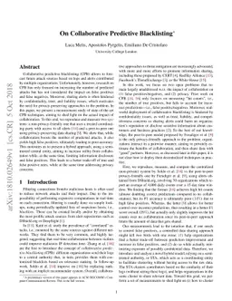 On Collaborative Predictive Blacklisting