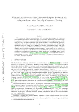 Uniform Asymptotics and Confidence Regions Based on the Adaptive Lasso
  with Partially Consistent Tuning