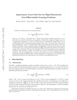 Approximate Leave-One-Out for High-Dimensional Non-Differentiable
  Learning Problems