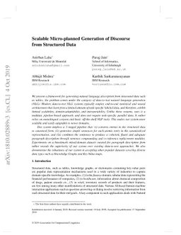 Scalable Micro-planned Generation of Discourse from Structured Data