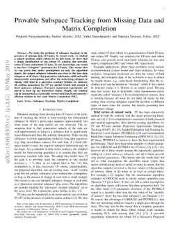 Provable Subspace Tracking from Missing Data and Matrix Completion